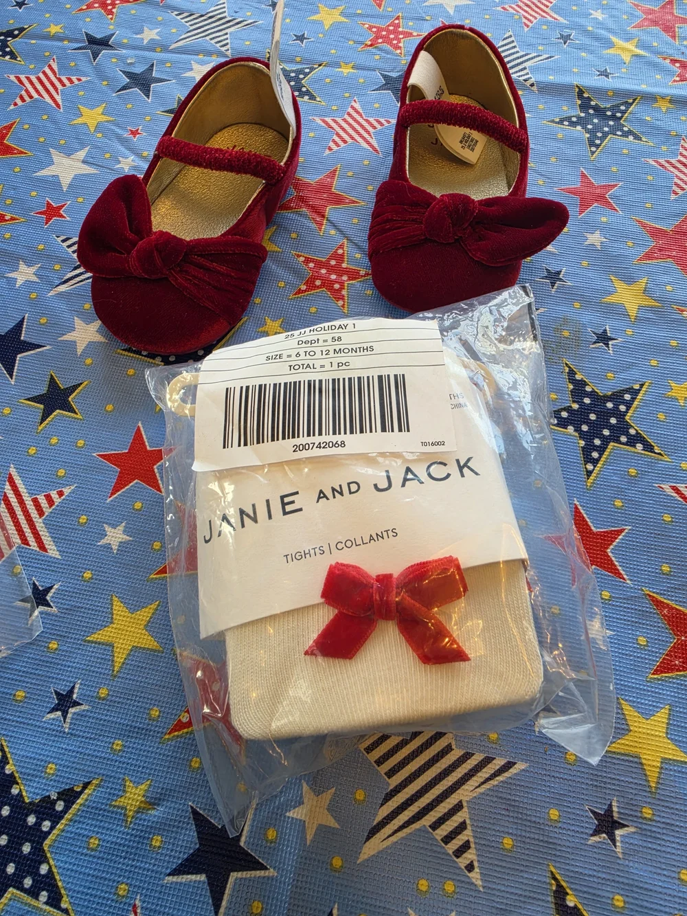 Janie and Jack Burgundy Velvet Mary Jane Shoes with Bow + Velvet Bow Tights